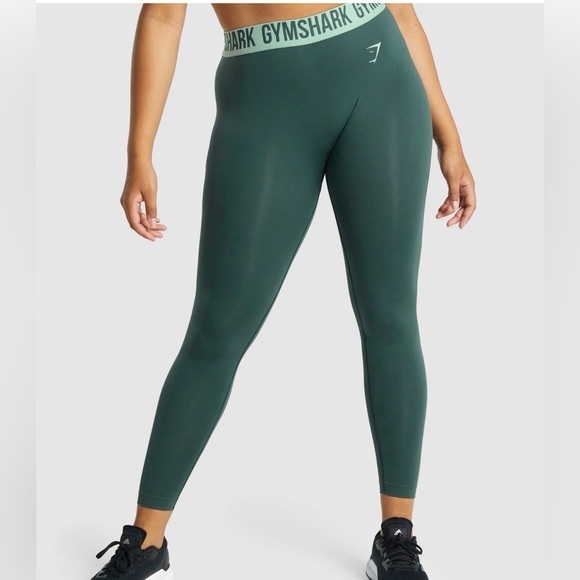 Gymshark Pants - Gymshark Training Leggings – Deep Green | High Waist Logo Band | Size Small